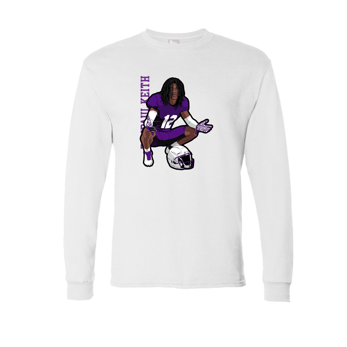 Long Sleeve Tee — Name Vertical in White