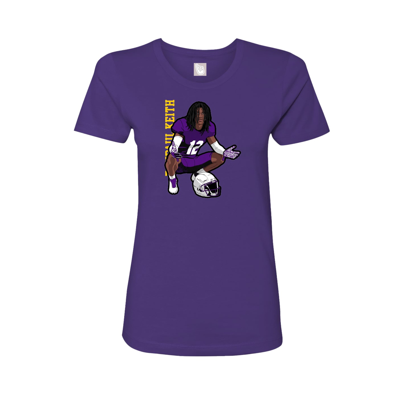 Fitted Women's Tee — Name Vertical in Purple