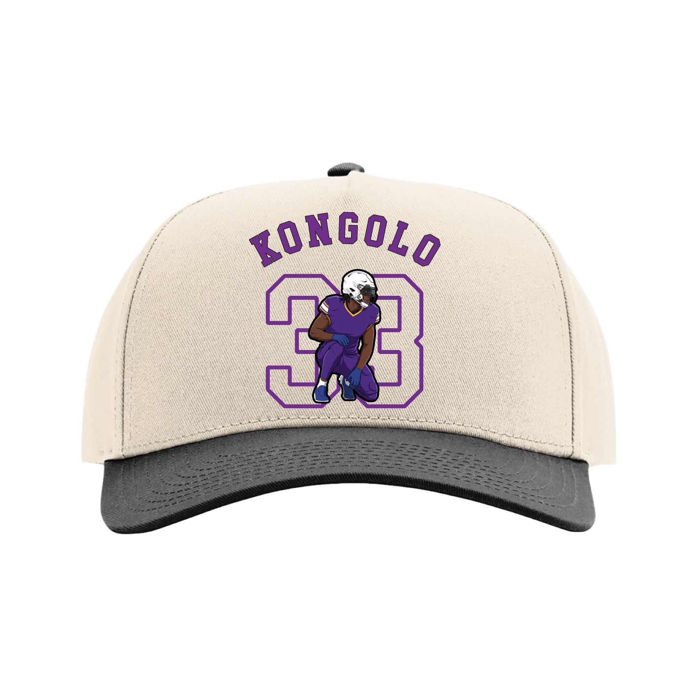 Full Fabric Five-Panel Champ Cap — Shirsey Arch in Cream/Black