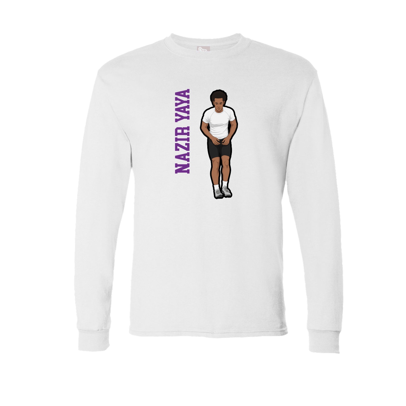 Long Sleeve Tee — Name Vertical in White