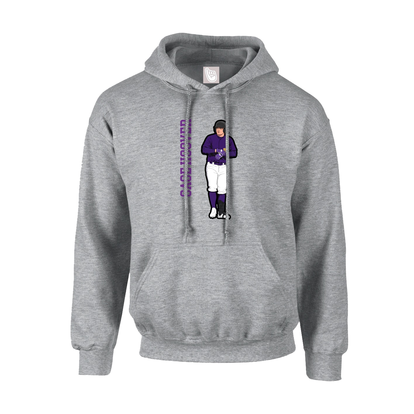 Youth Hoodie — Name Vertical in Grey