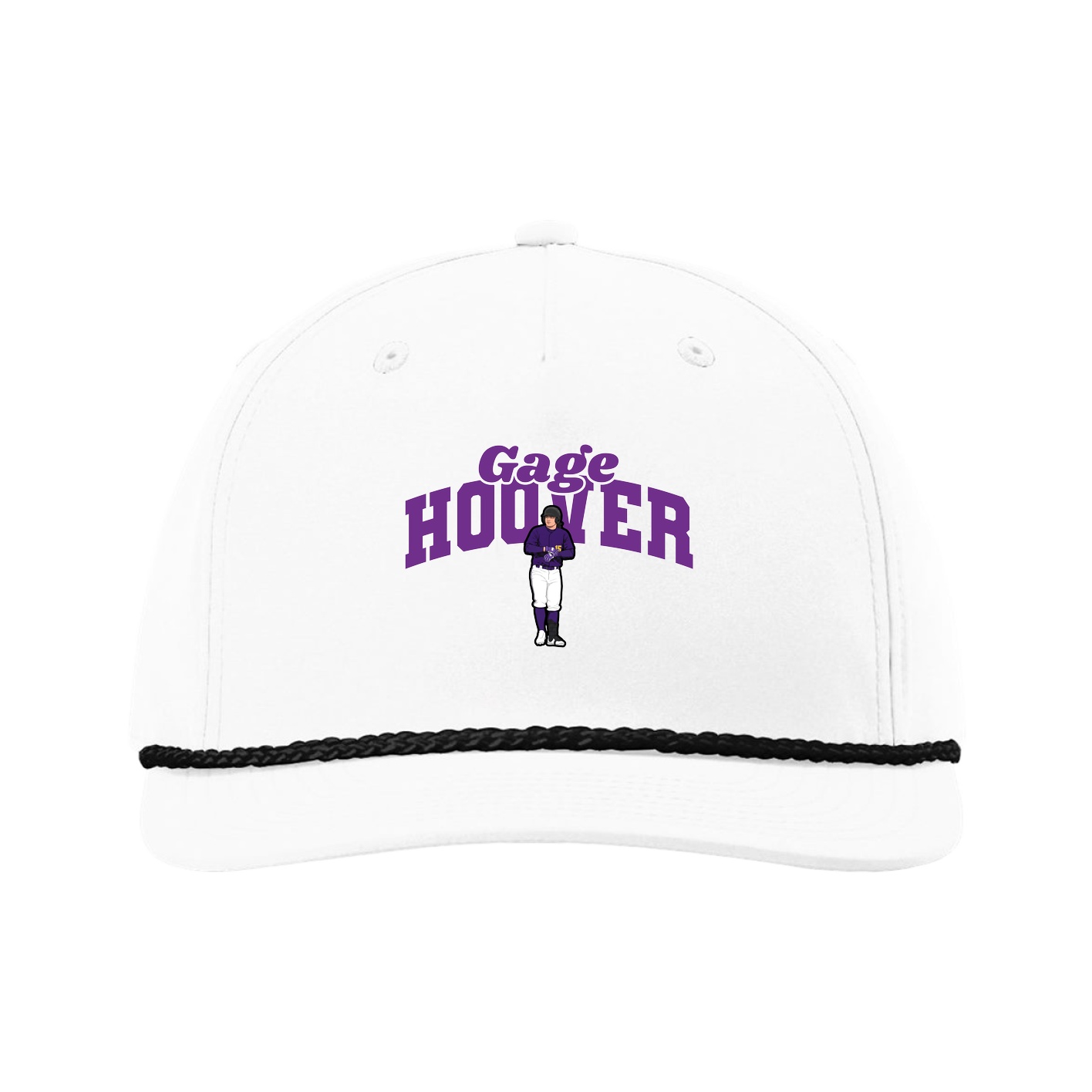 Five-Panel Classic Rope Cap — Signature Arch in White