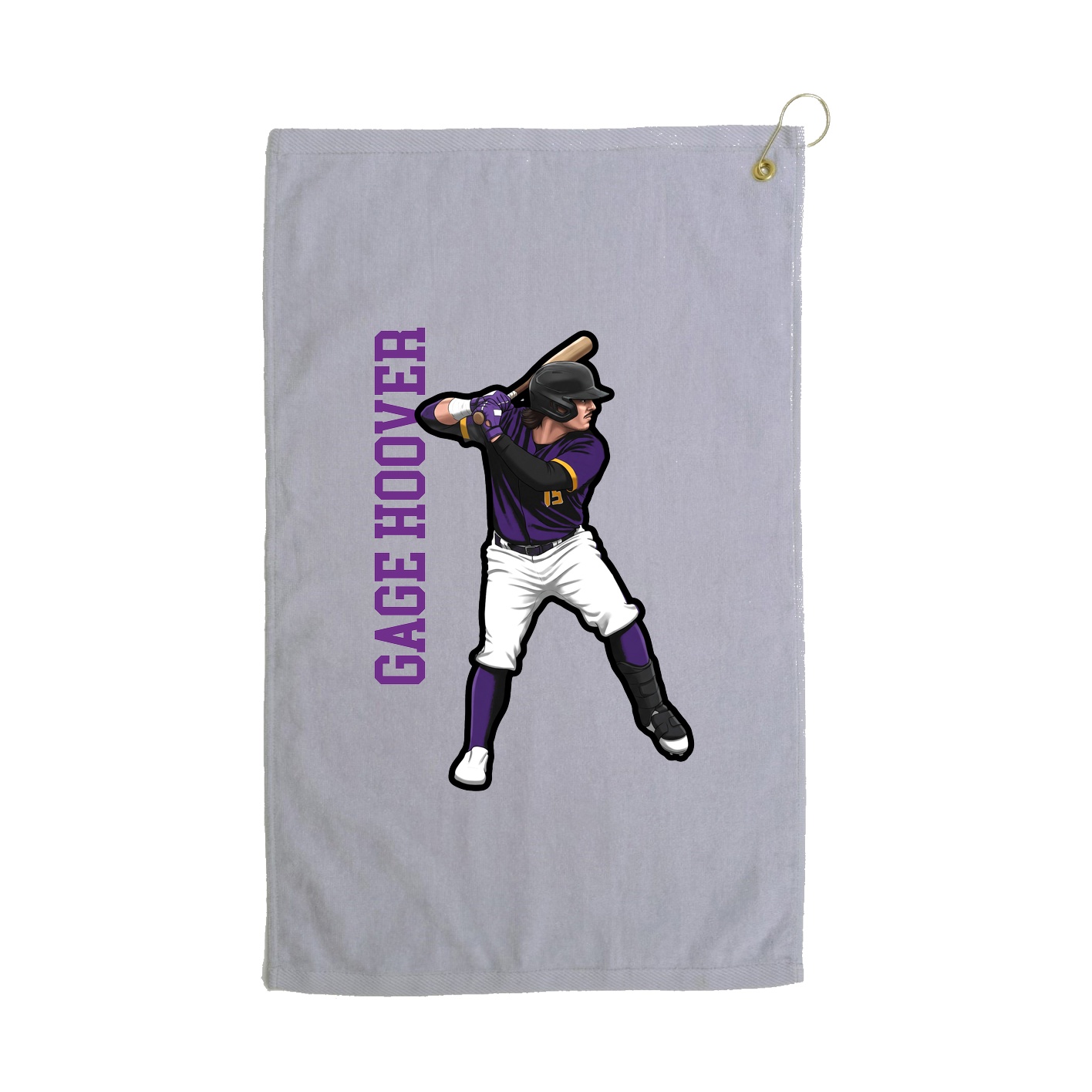 Golf Towel — Name Vertical in Grey