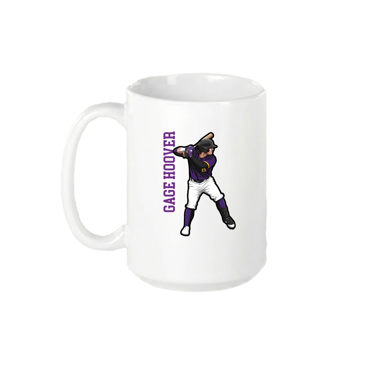 15oz Coffee Mug — Name Vertical in White