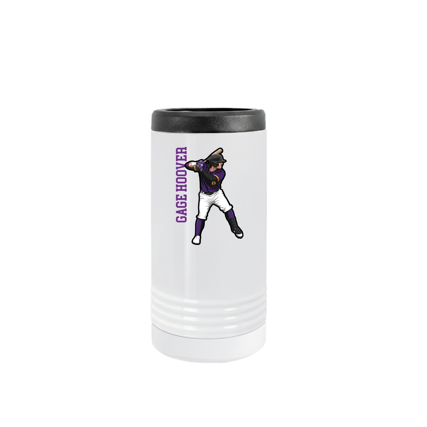 Slim Beverage Holder — Name Vertical in White