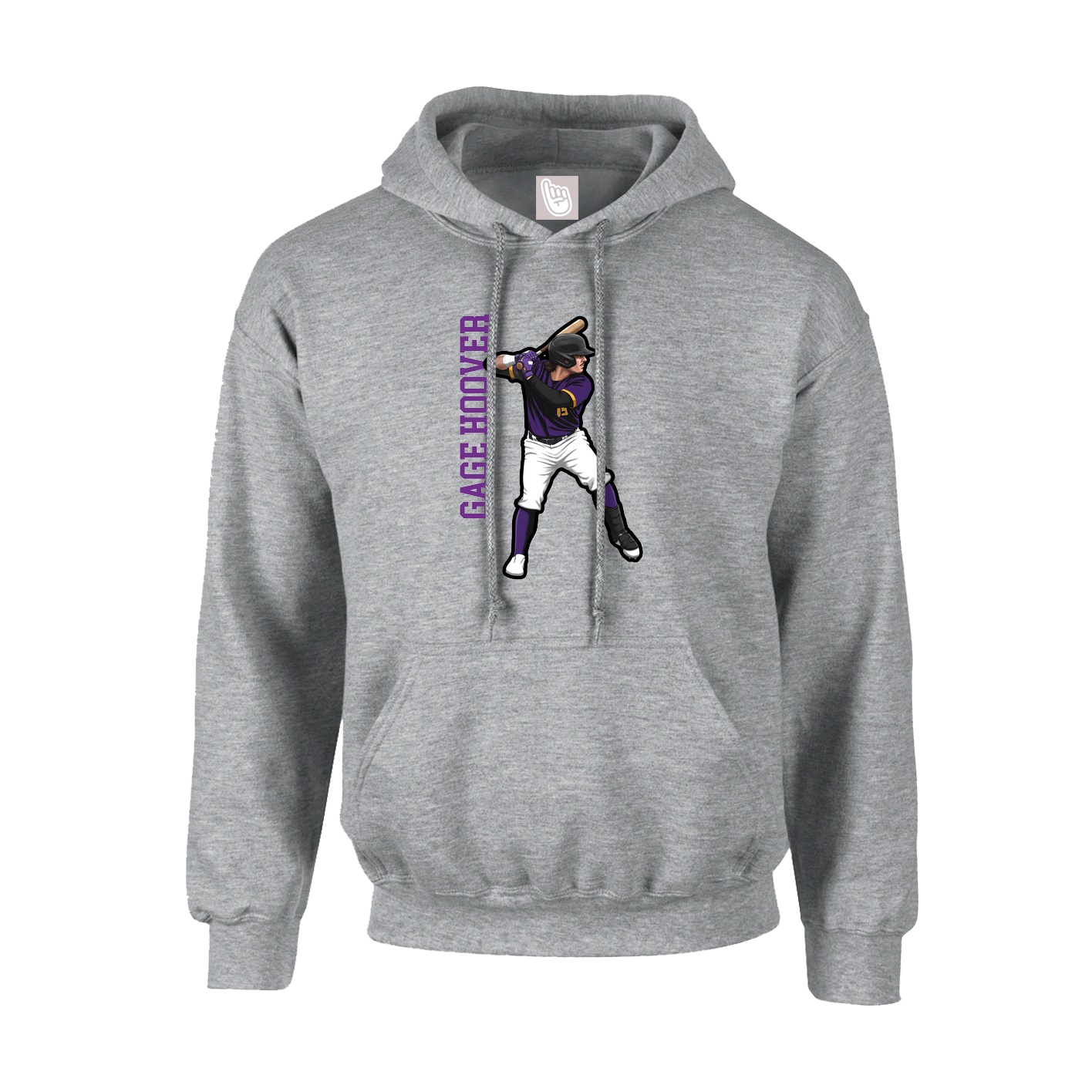 Youth Hoodie — Name Vertical in Grey