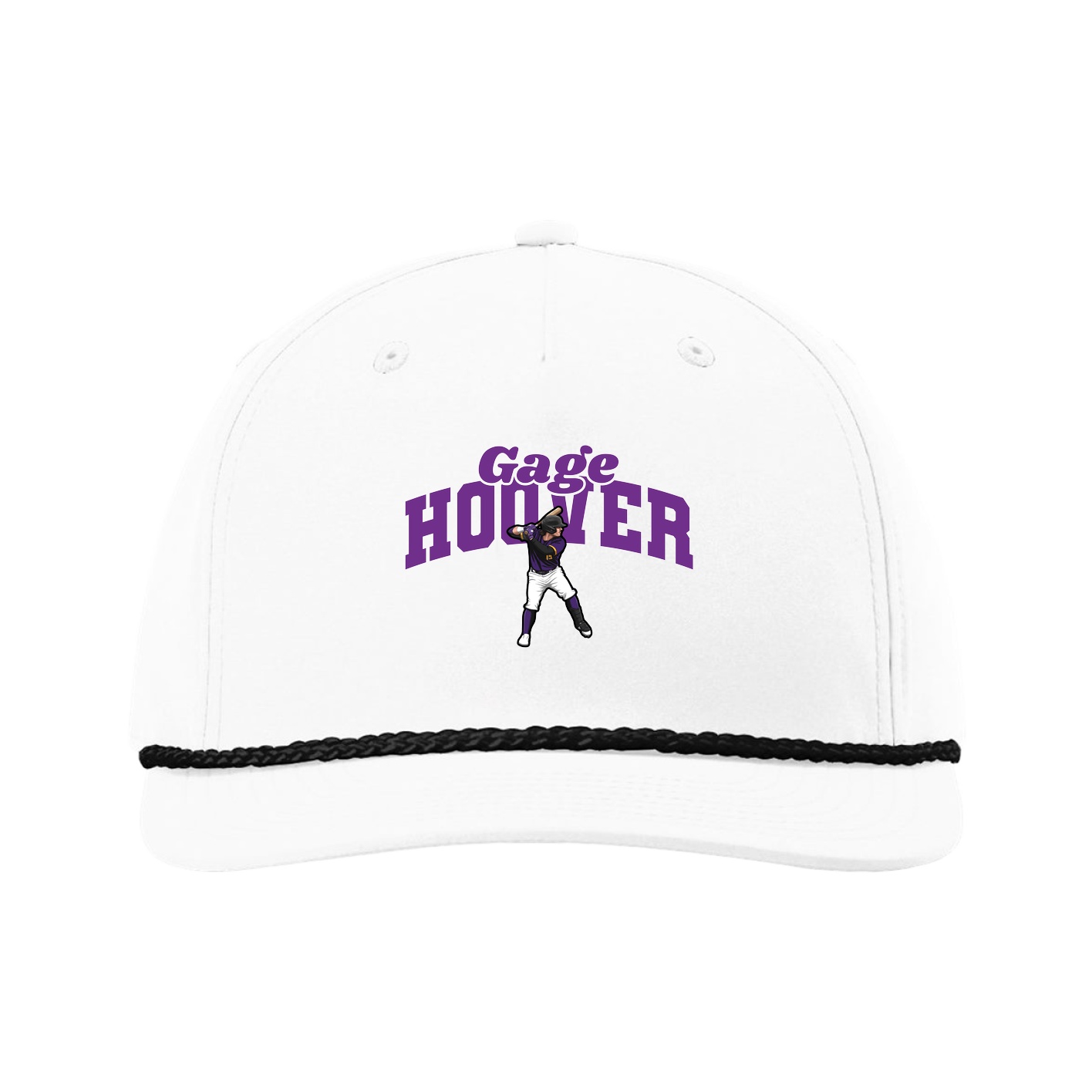 Five-Panel Classic Rope Cap — Signature Arch in White