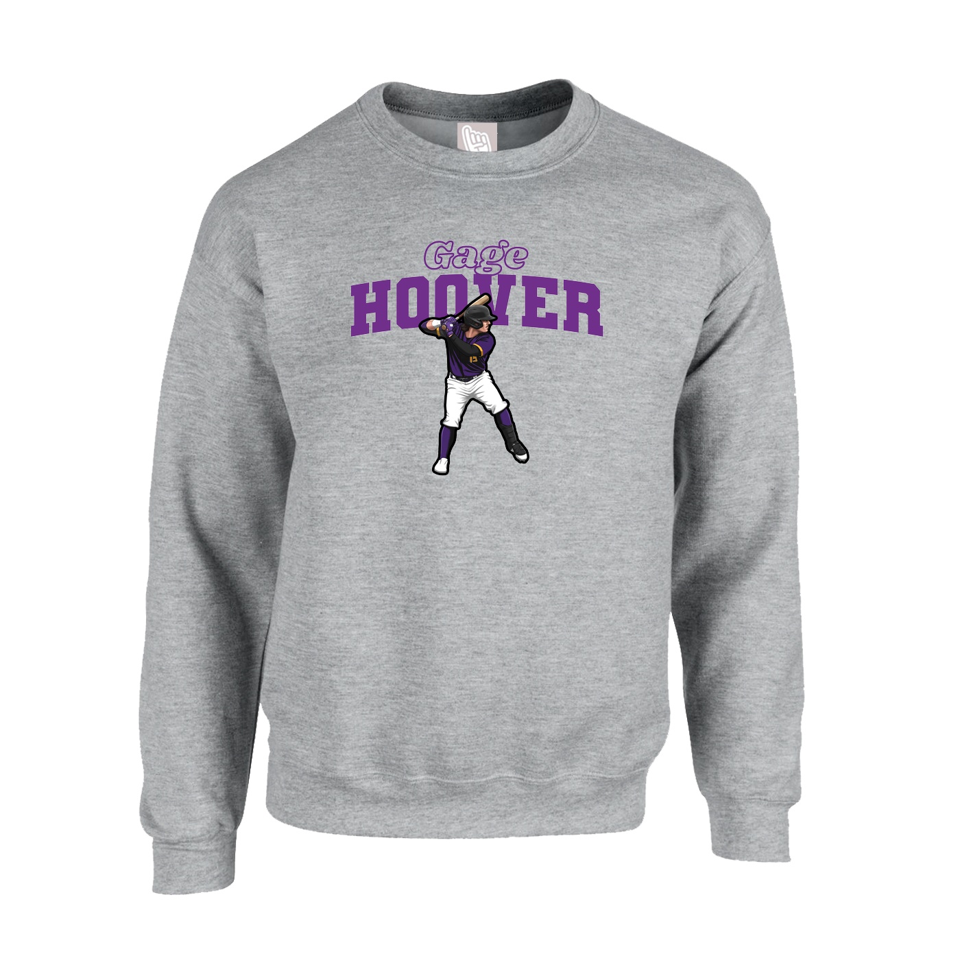 Fleece Crew — Name Arch in Grey