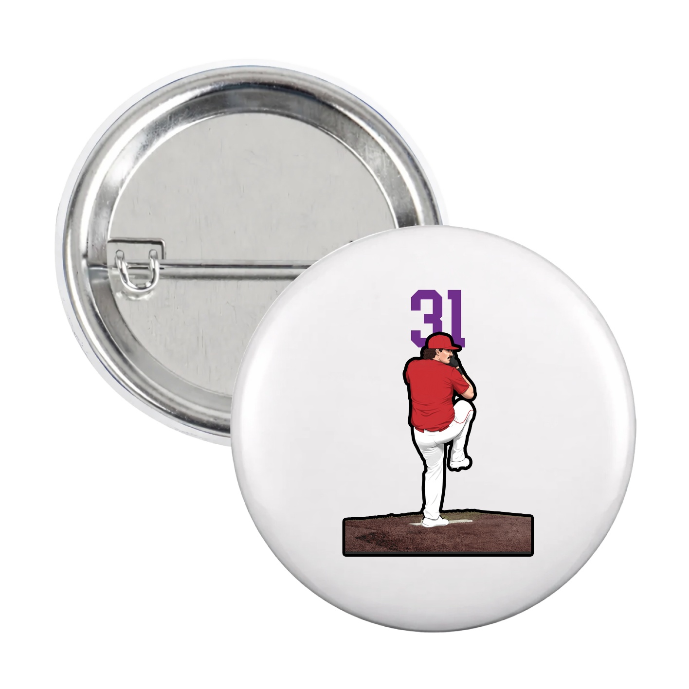 Game Day Button — Number Top in White