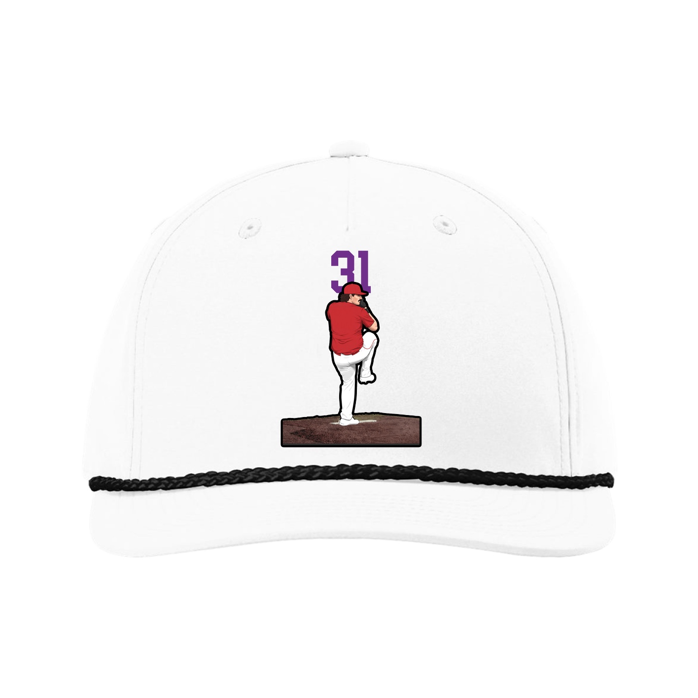 Five-Panel Classic Rope Cap — Number Top in White