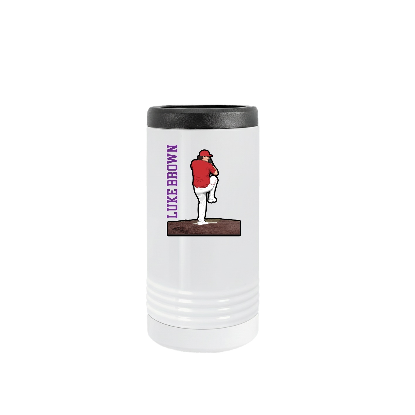Slim Beverage Holder — Name Vertical in White