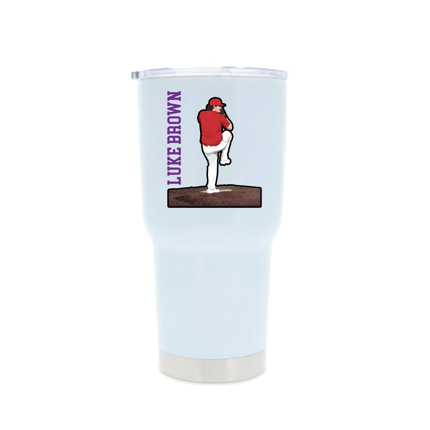 30oz Stainless Steel Tumbler — Name Vertical in White