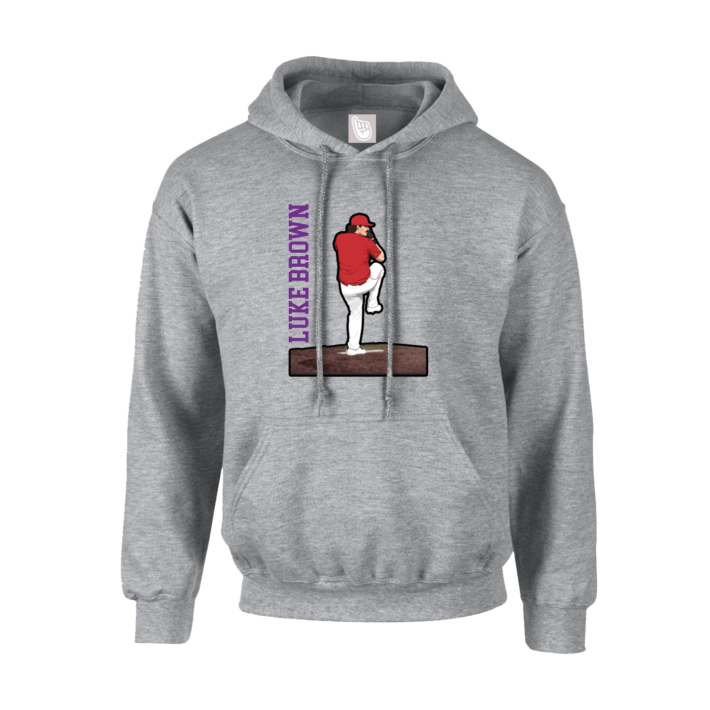 Youth Hoodie — Name Vertical in Grey