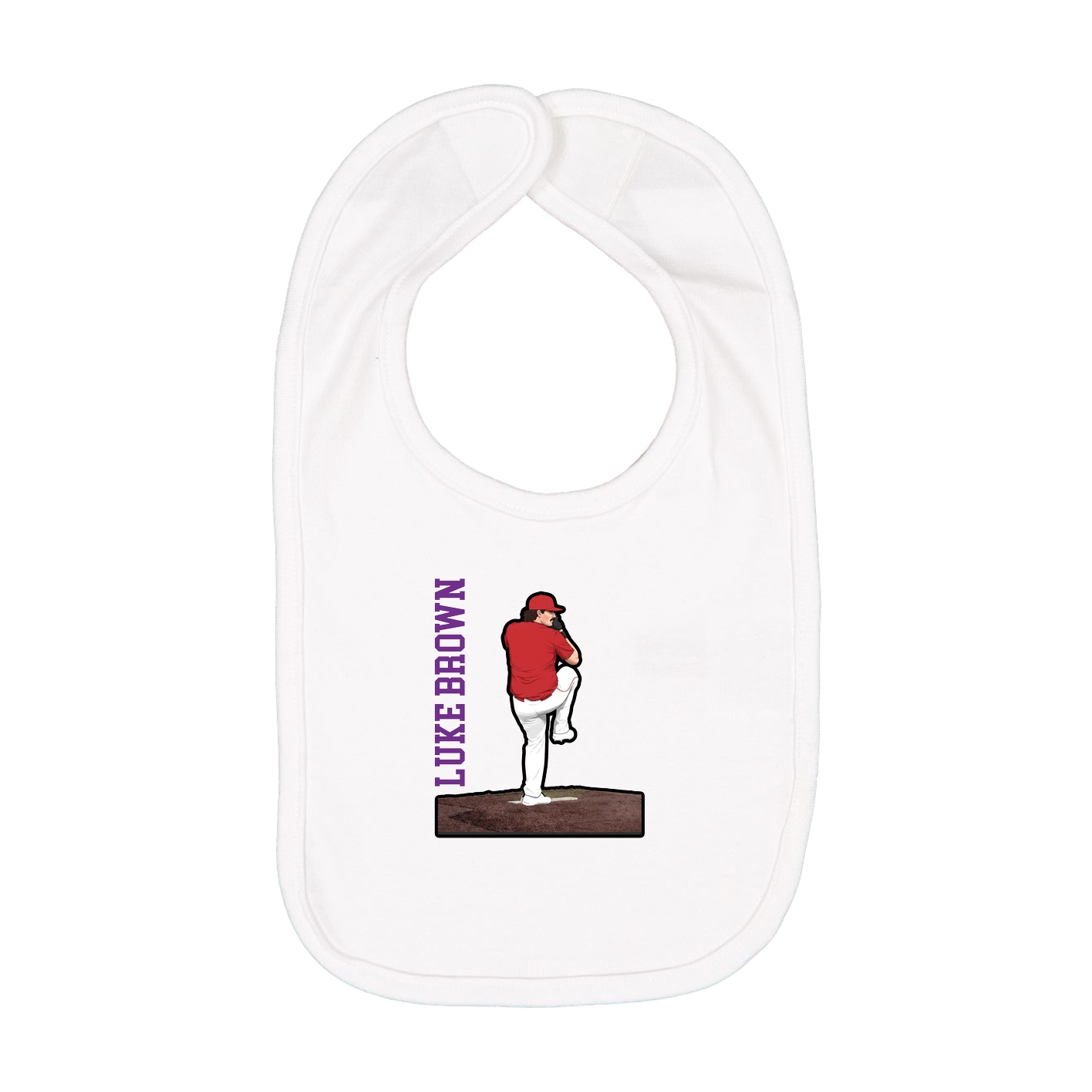 Infant Bib — Name Vertical in White