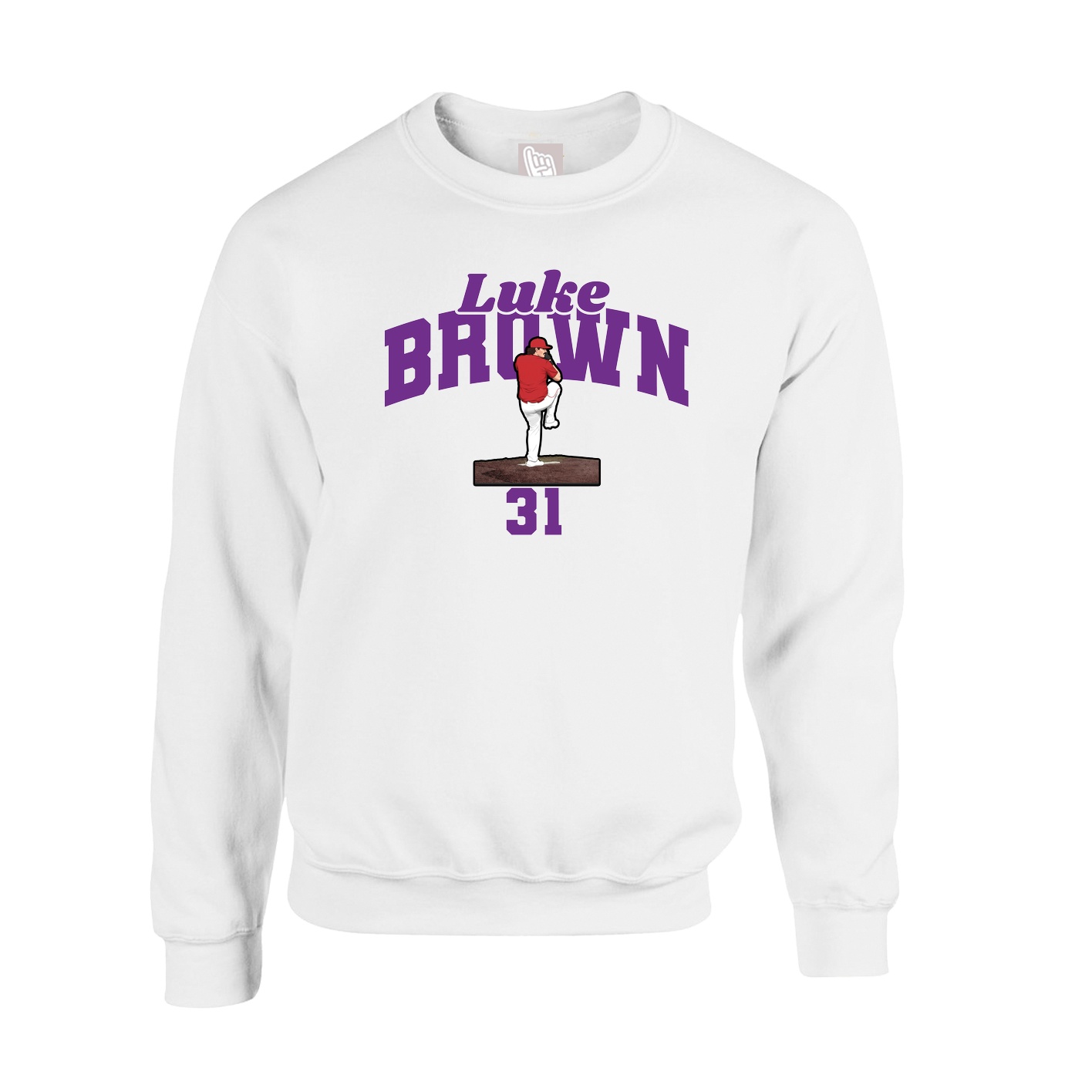 Fleece Crew — Signature Arch in White