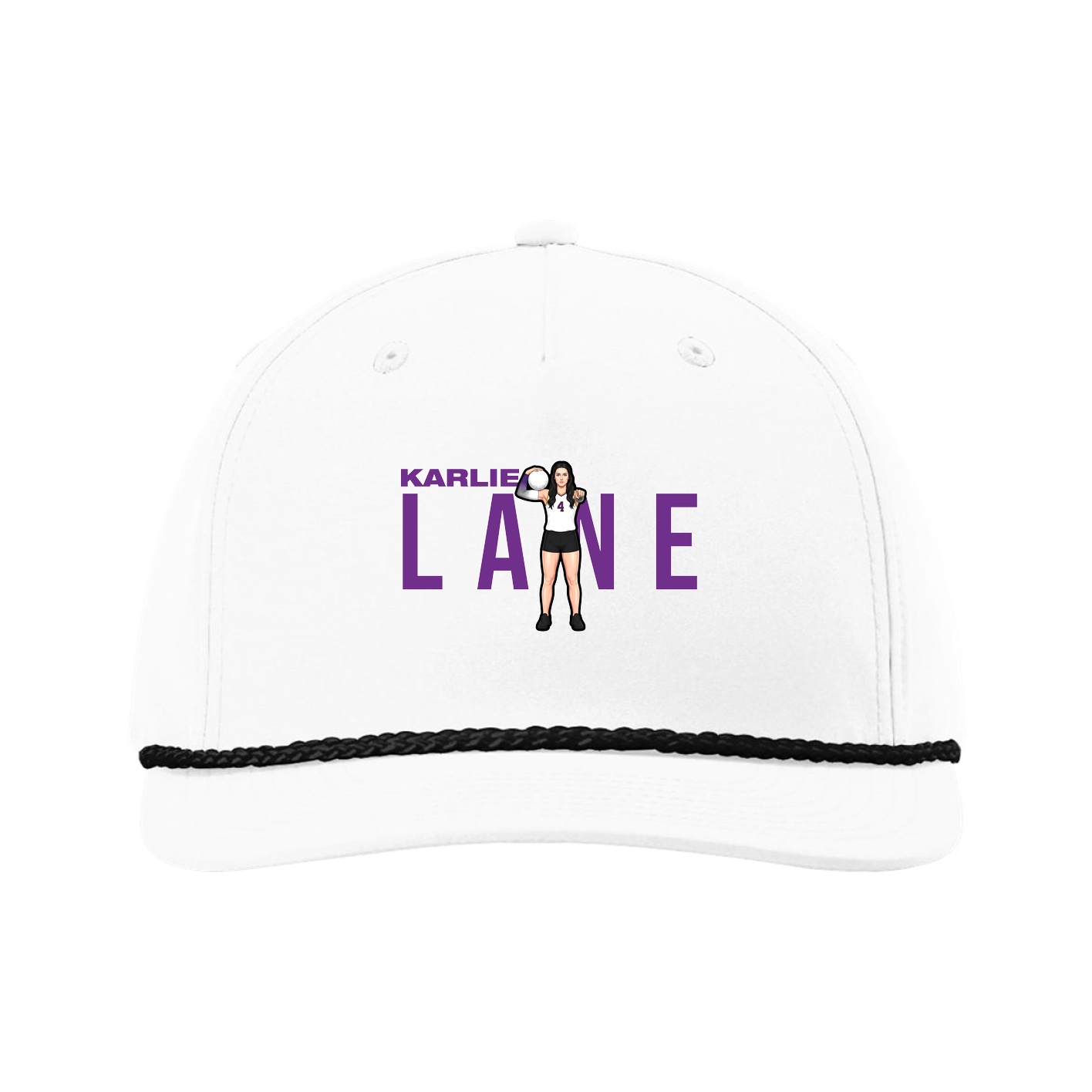 Five-Panel Classic Rope Cap — Player Name in White
