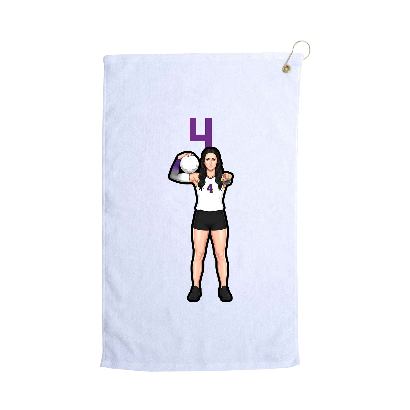 Golf Towel — Number Top in White