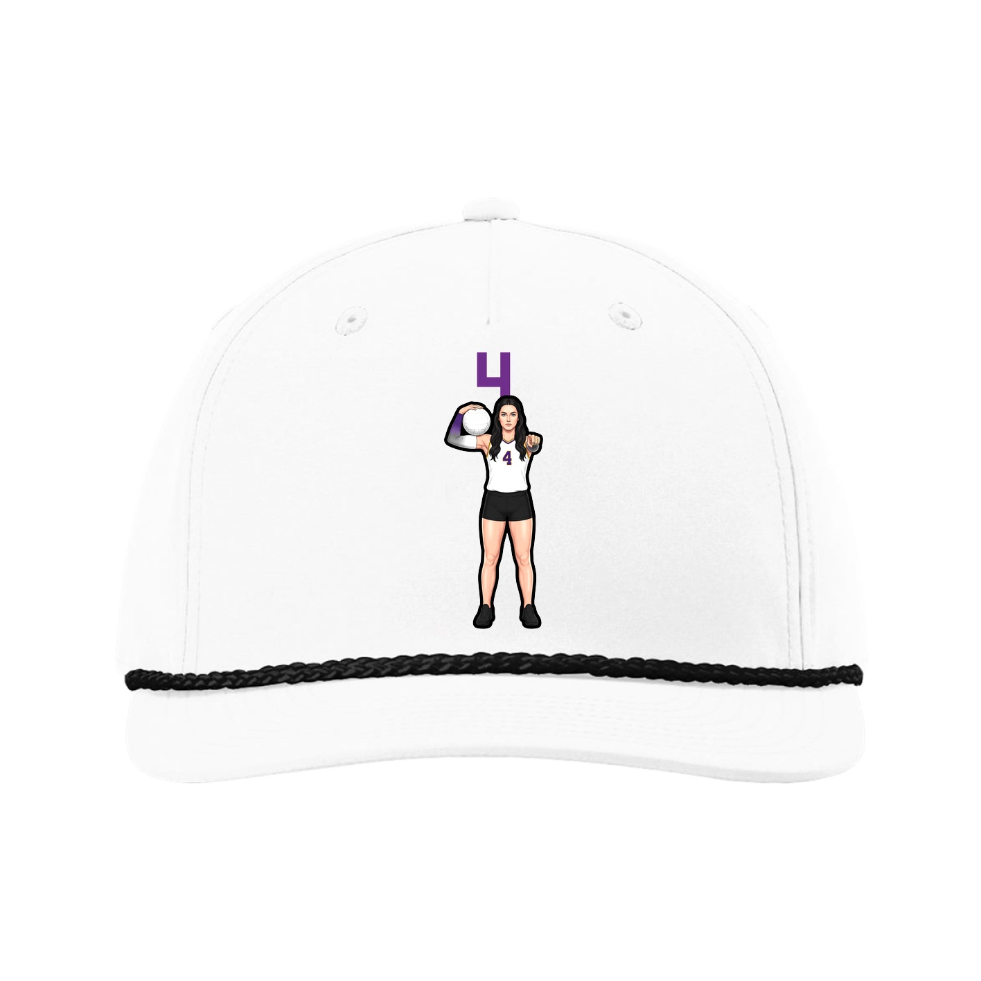 Five-Panel Classic Rope Cap — Number Top in White