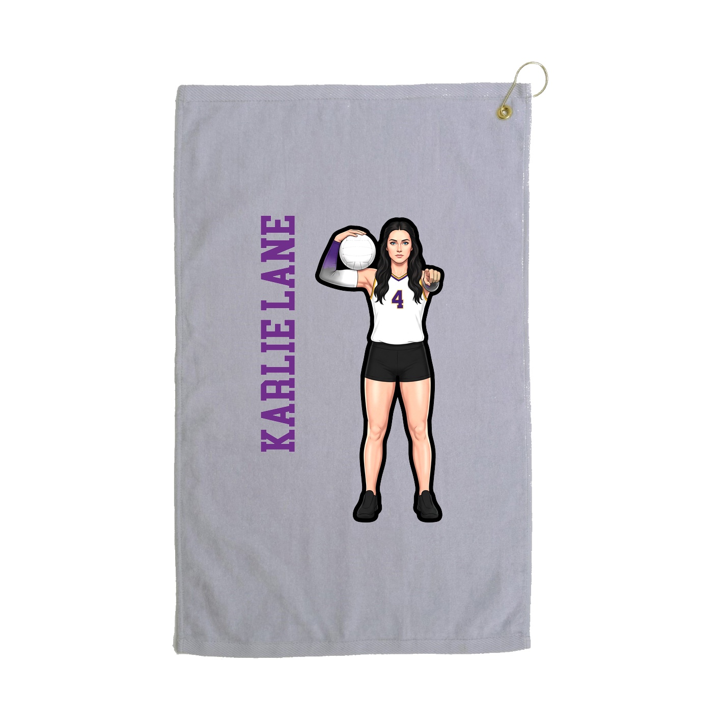 Golf Towel — Name Vertical in Grey