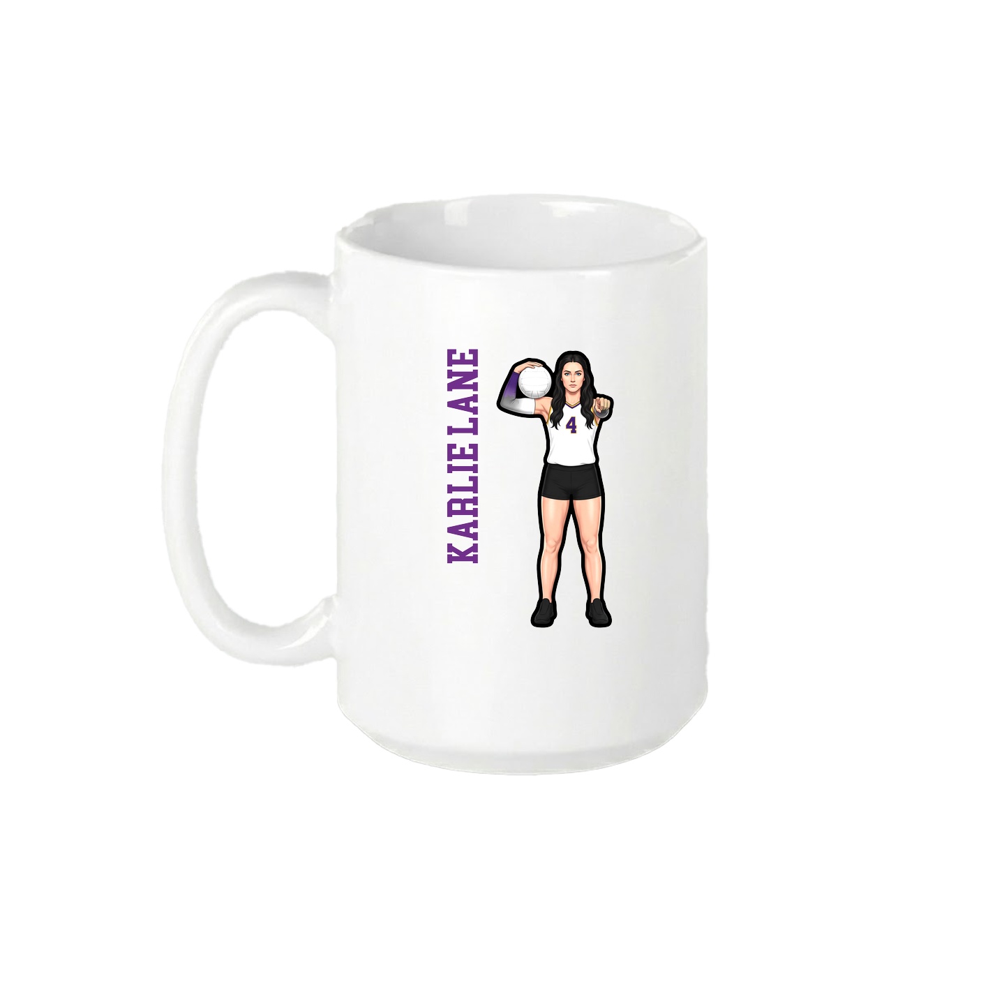 15oz Coffee Mug — Name Vertical in White