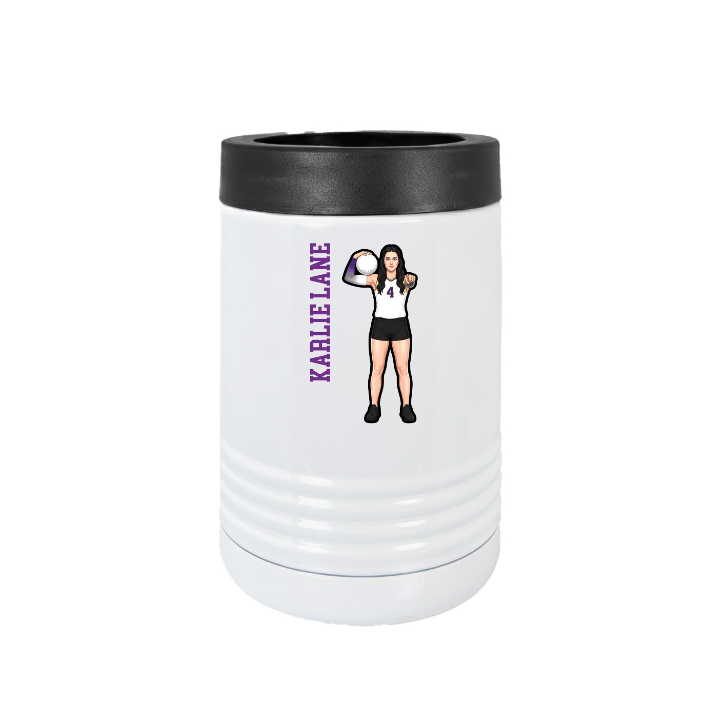Beverage Holder — Name Vertical in White