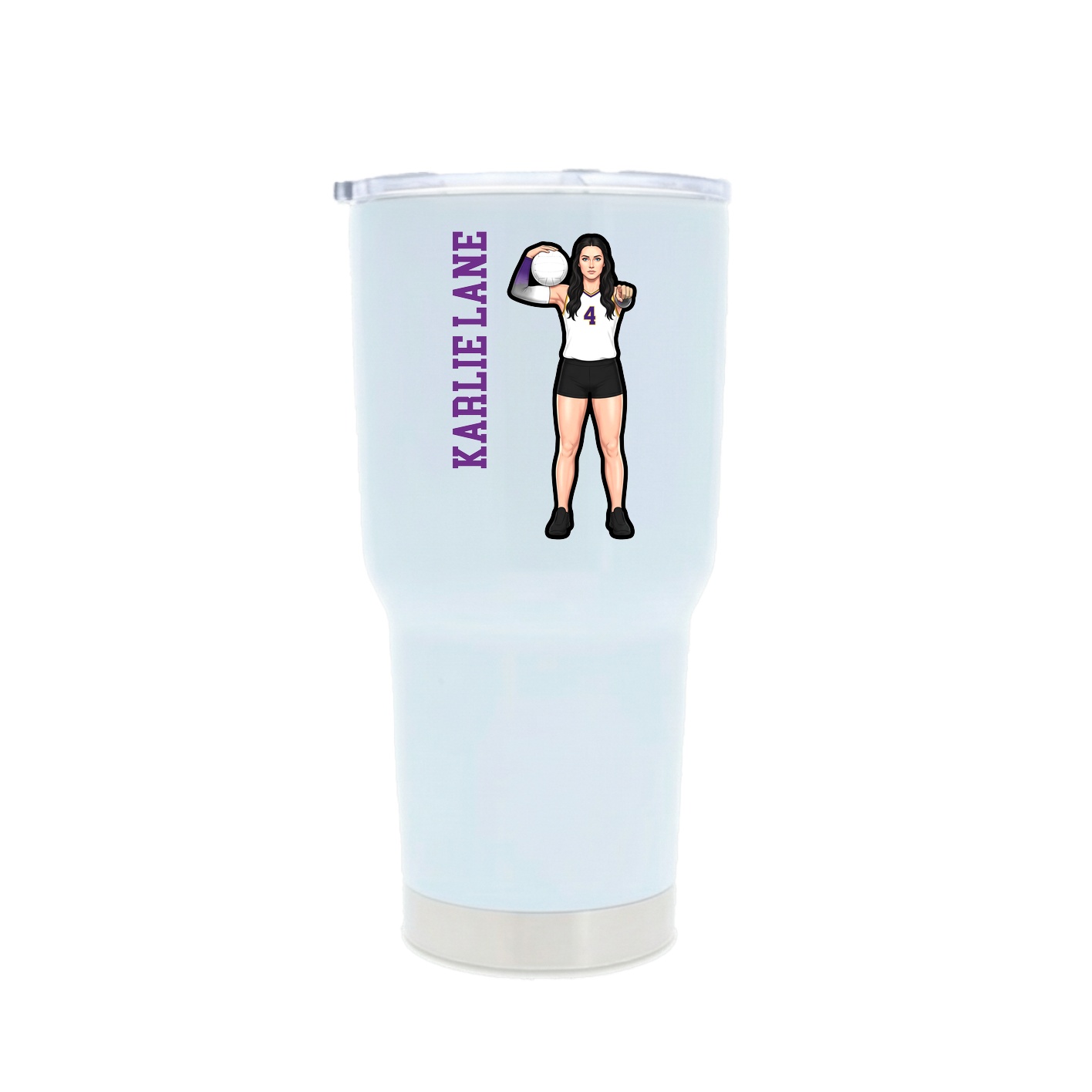30oz Stainless Steel Tumbler — Name Vertical in White