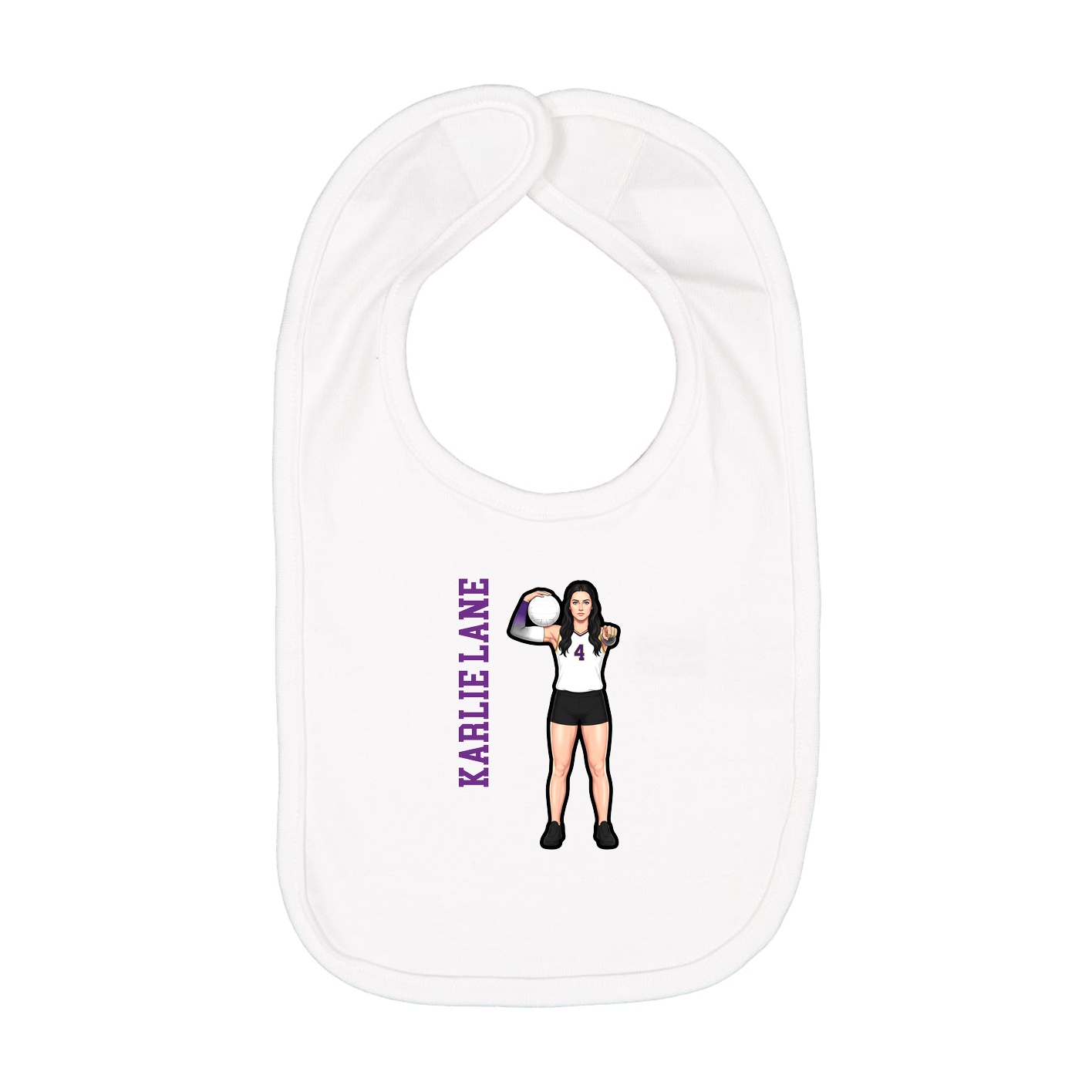 Infant Bib — Name Vertical in White