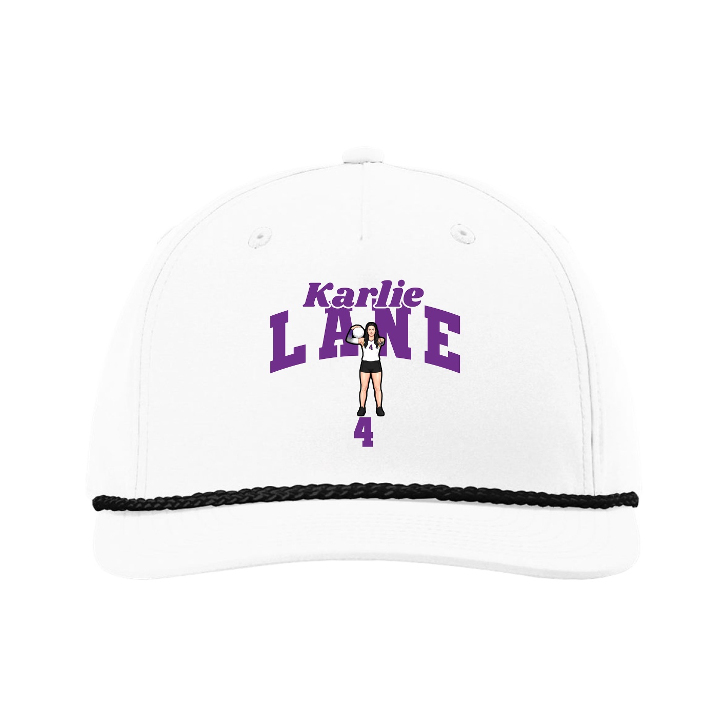 Five-Panel Classic Rope Cap — Signature Arch in White