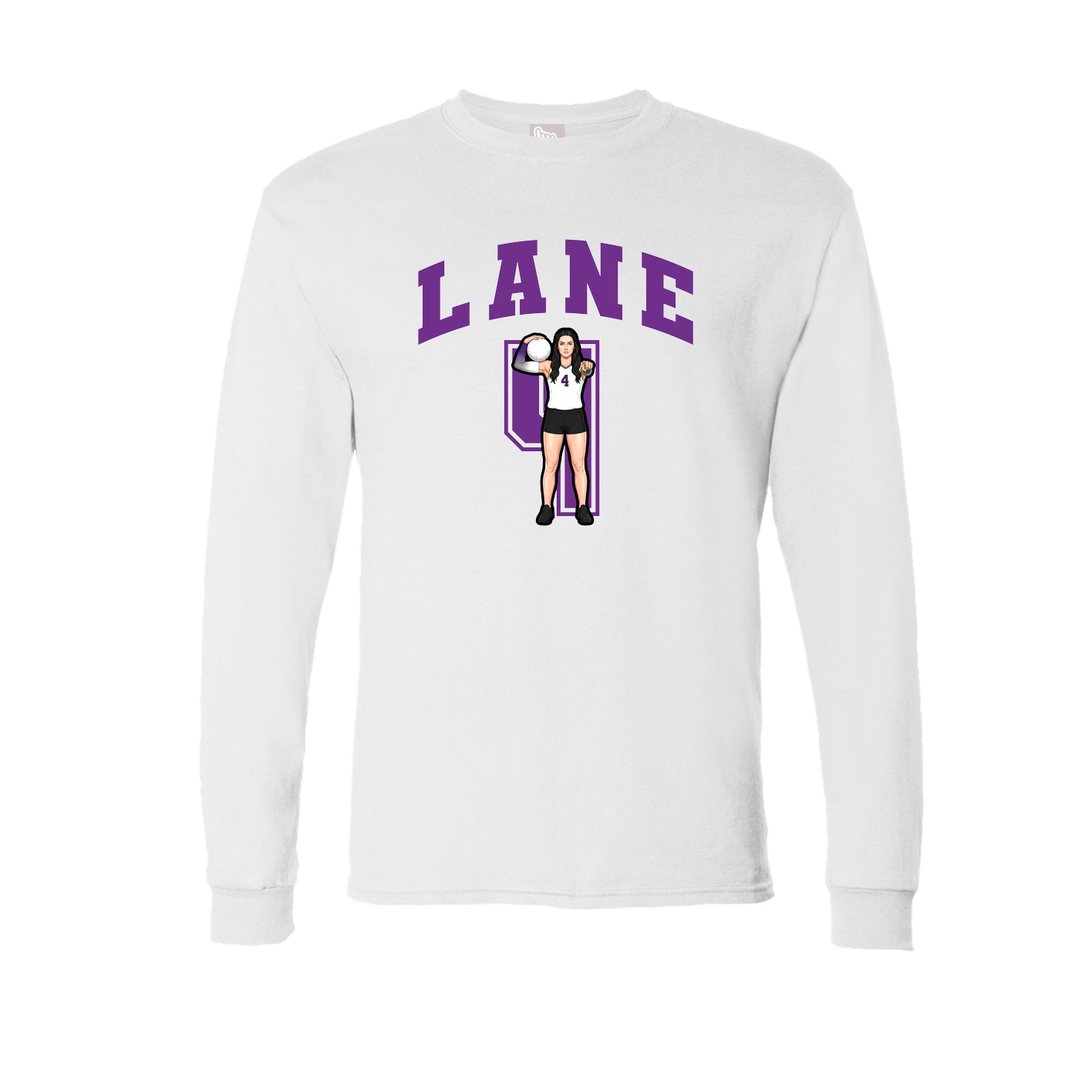 Long Sleeve Tee — Number in White