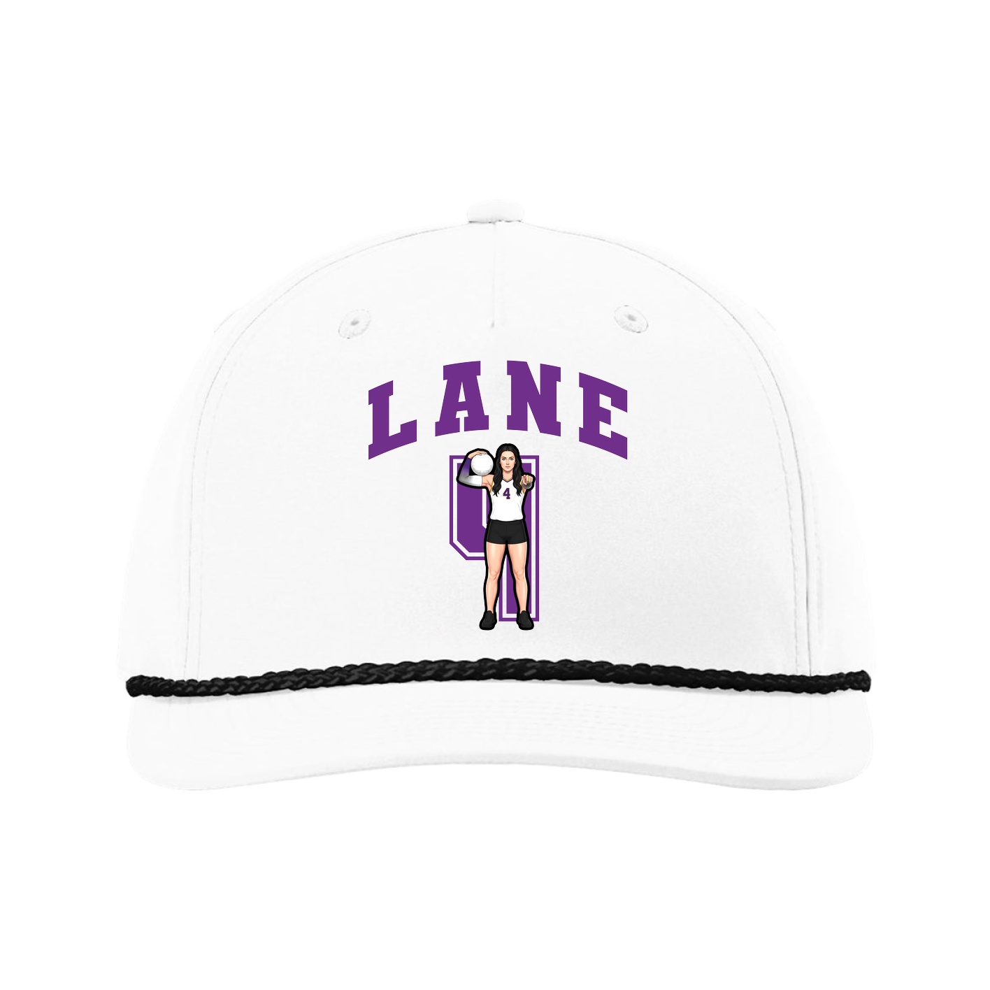 Five-Panel Classic Rope Cap — Number in White