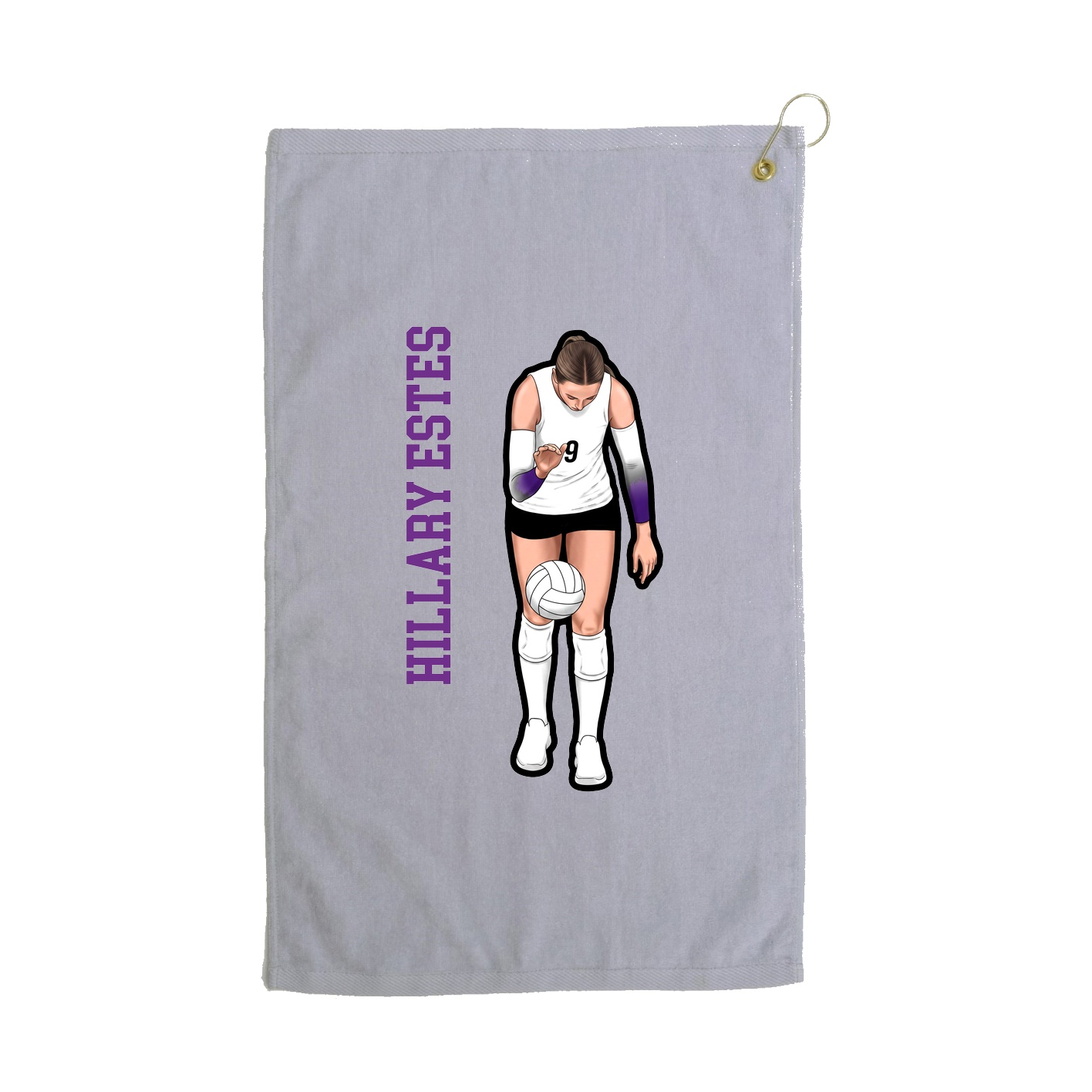 Golf Towel — Name Vertical in Grey