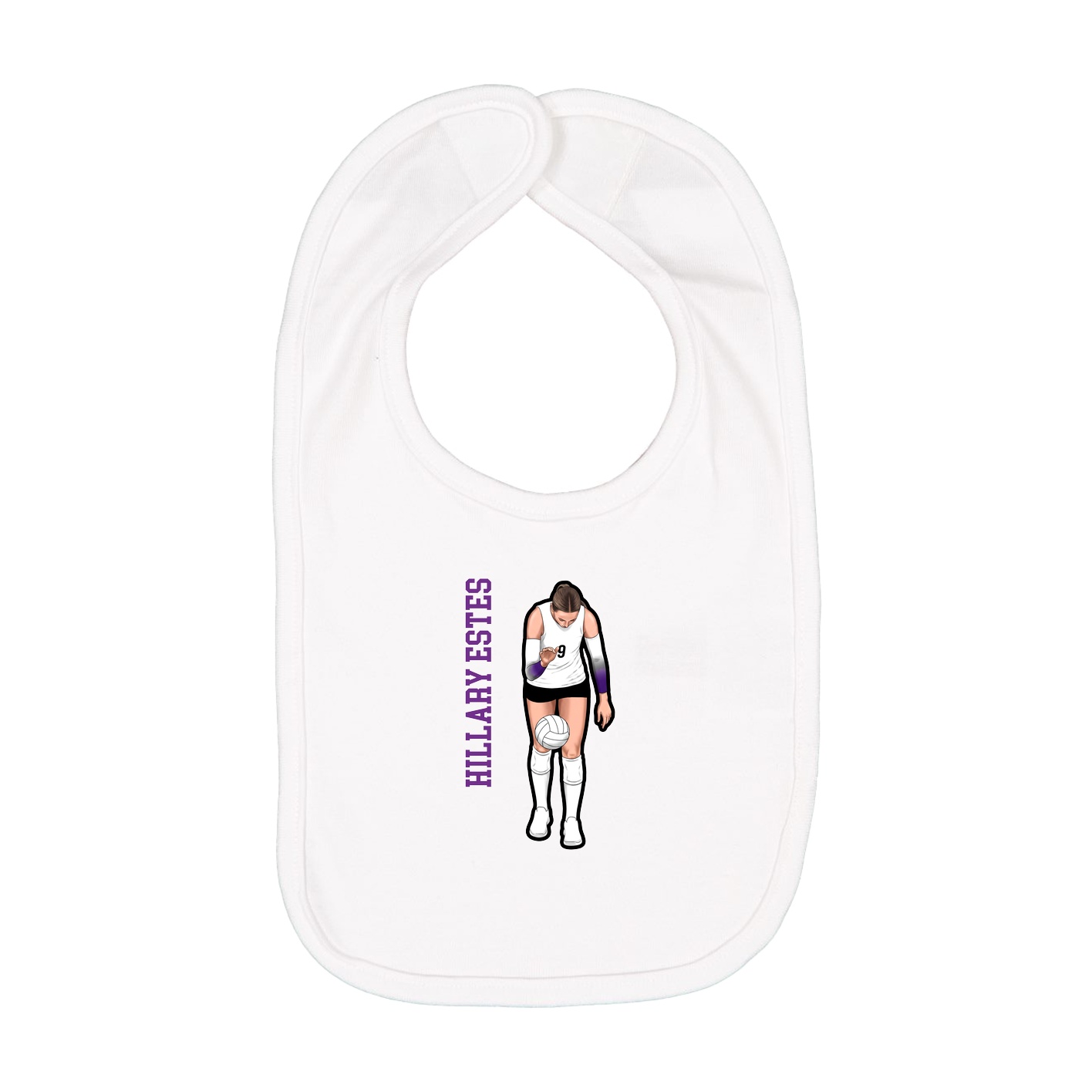 Infant Bib — Name Vertical in White