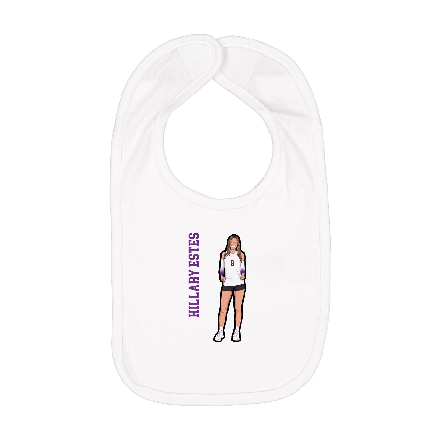 Infant Bib — Name Vertical in White