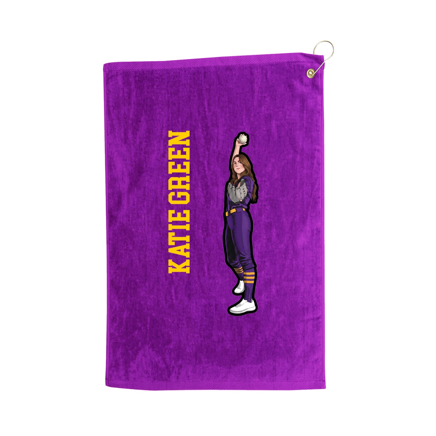 Golf Towel — Name Vertical in Purple