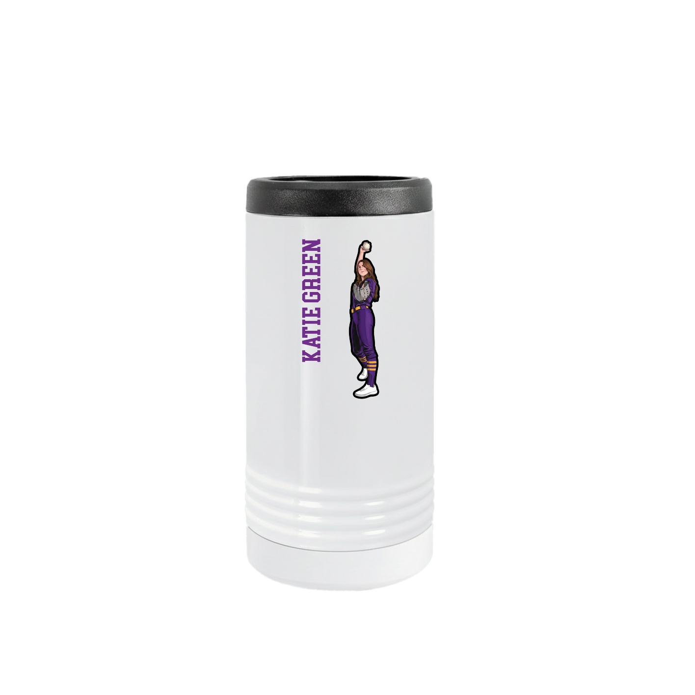 Slim Beverage Holder — Name Vertical in White