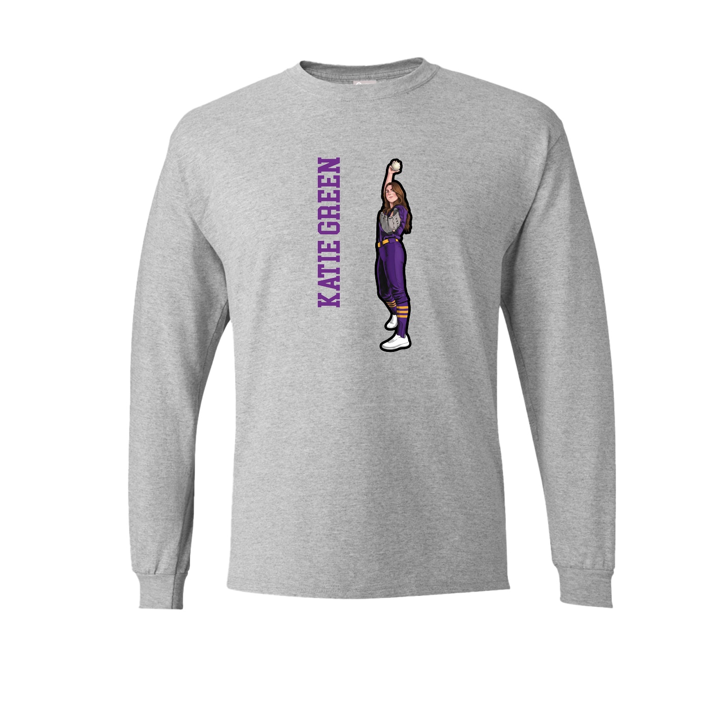 Long Sleeve Tee — Name Vertical in Grey