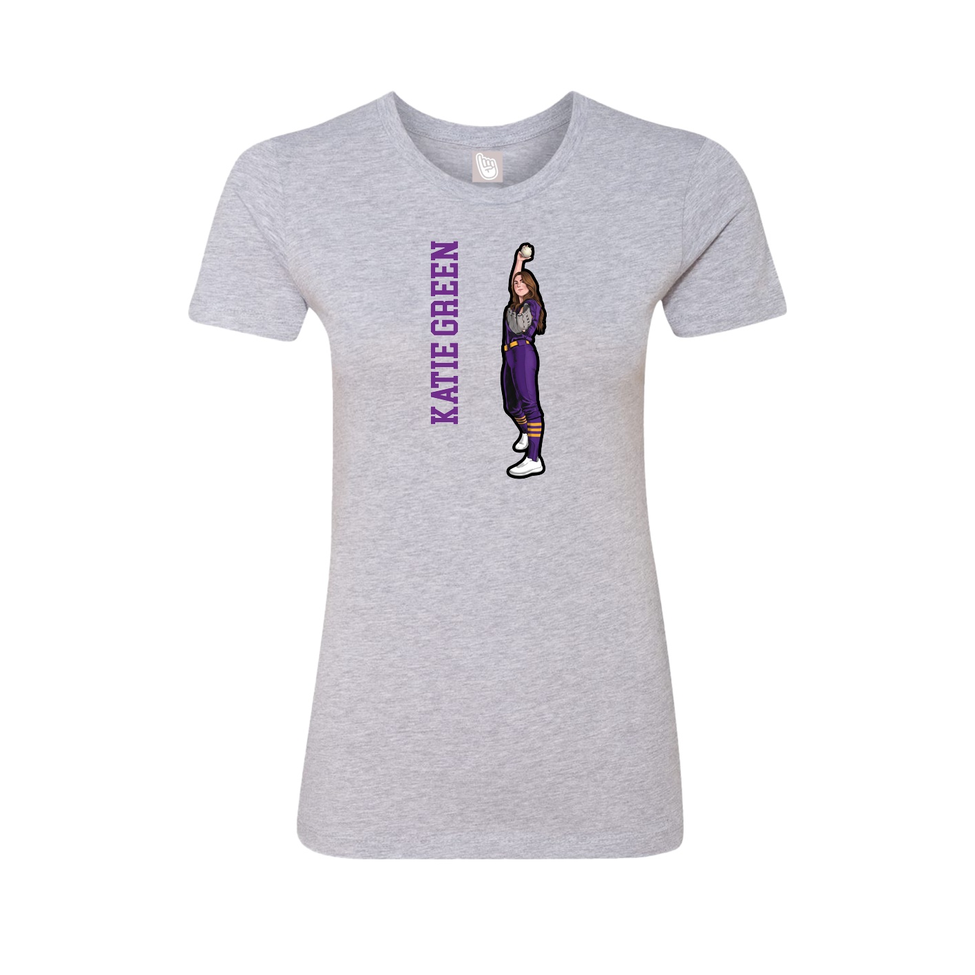 Fitted Women's Tee — Name Vertical in Grey