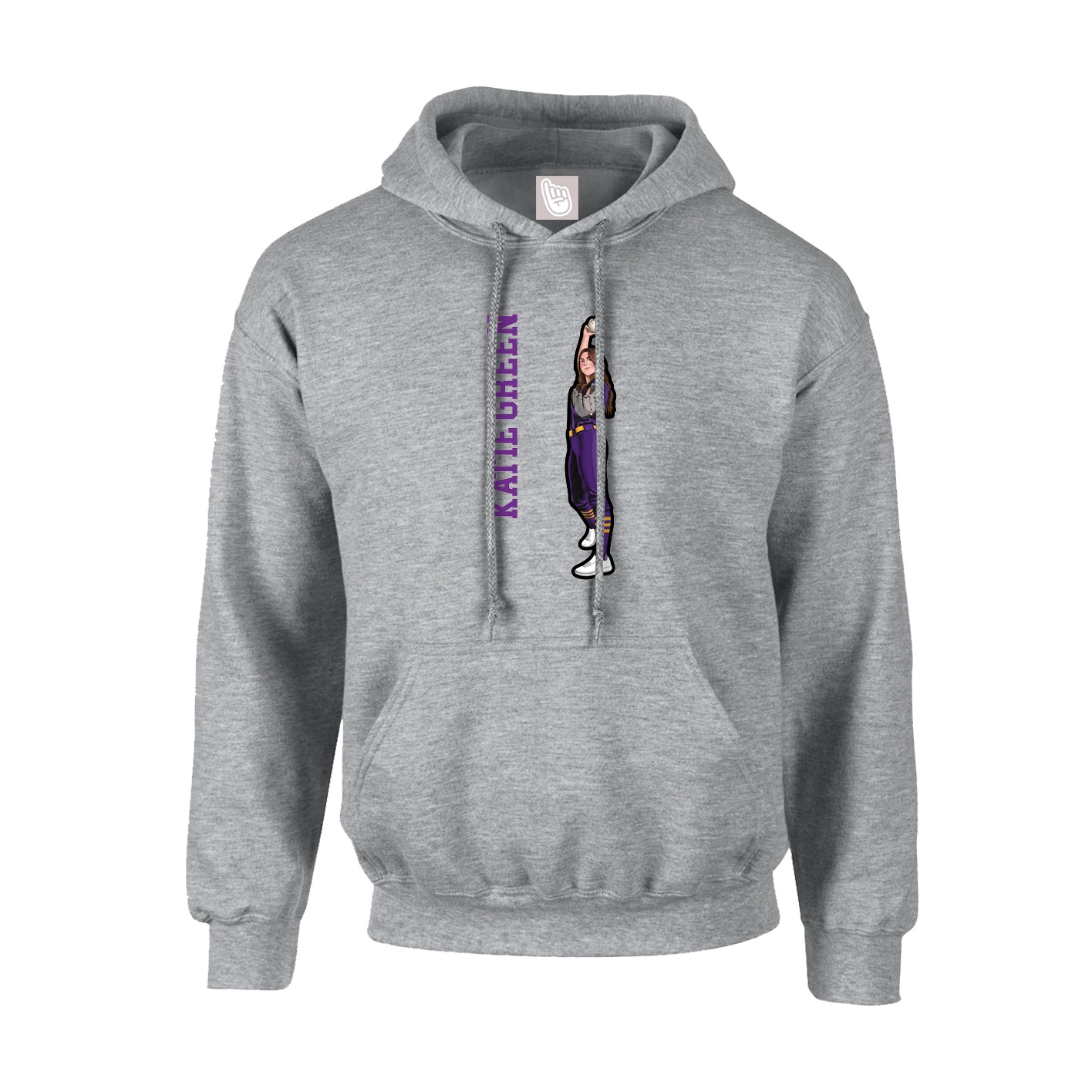 Hoodie — Name Vertical in Grey