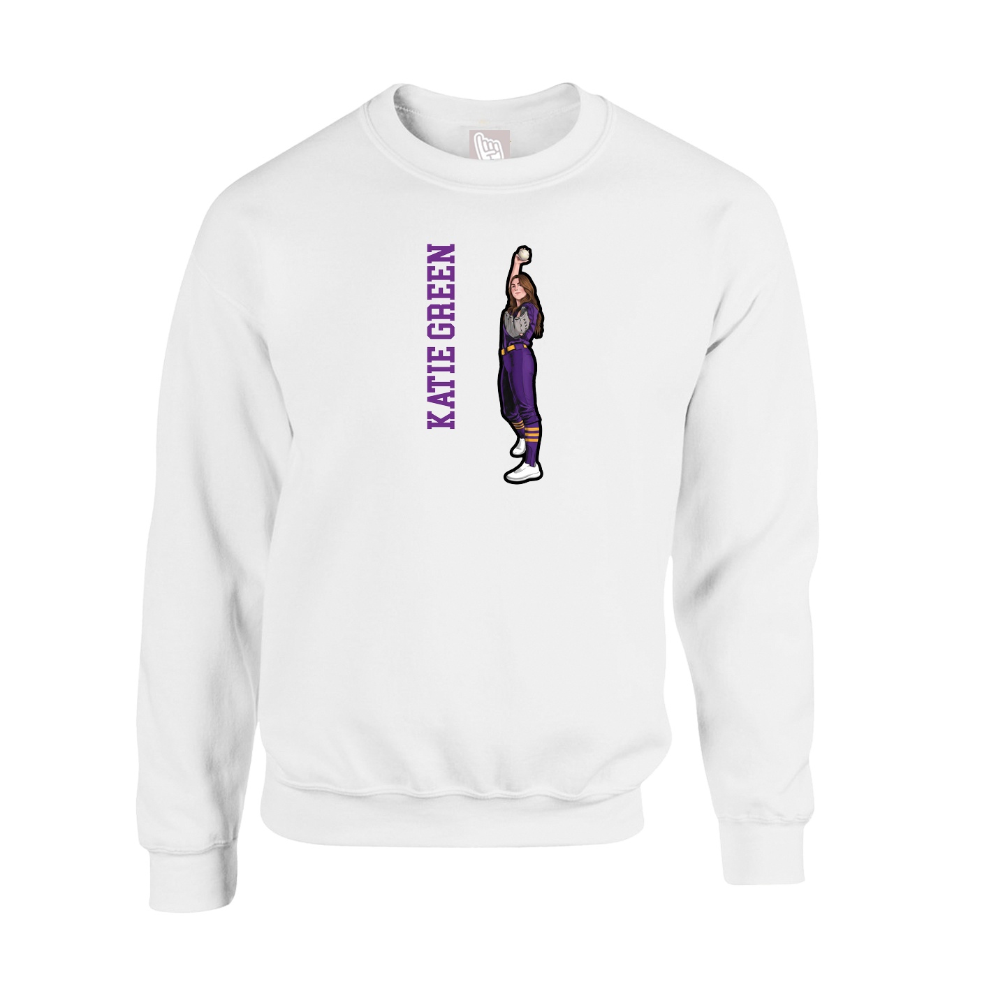 Fleece Crew — Name Vertical in White