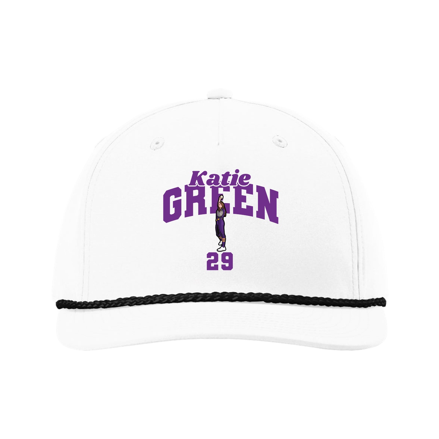 Five-Panel Classic Rope Cap — Signature Arch in White