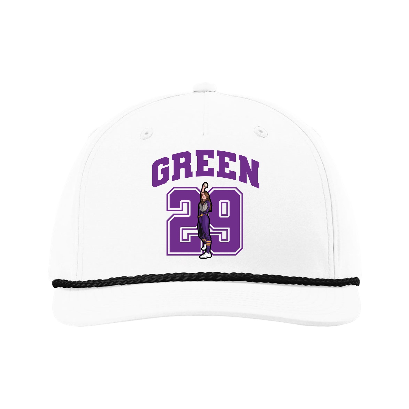 Five-Panel Classic Rope Cap — Number in White
