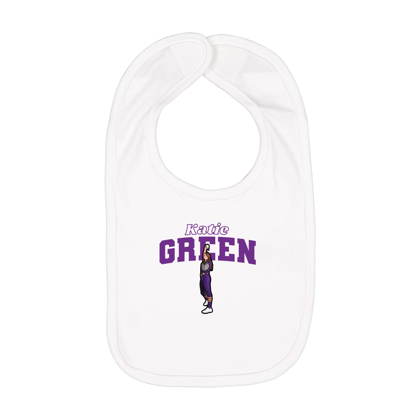 Infant Bib — Name Arch in White