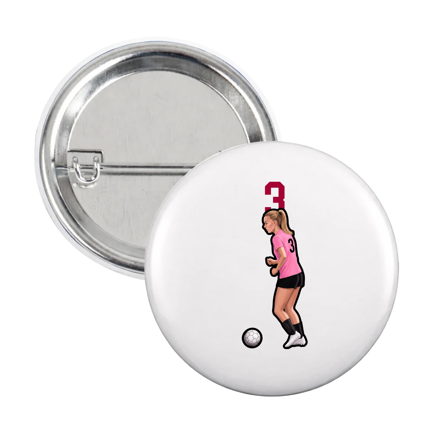 Game Day Button — Number Top in White