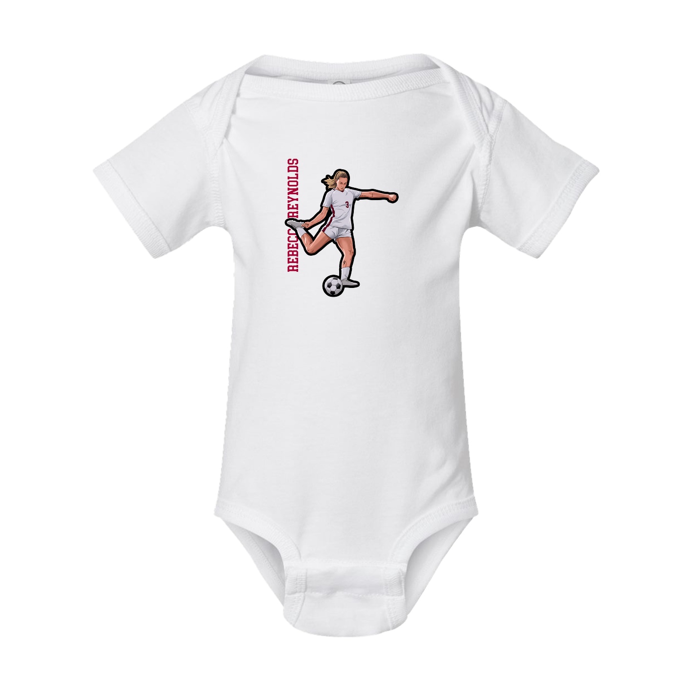 Baby Onesie — Name Vertical in White