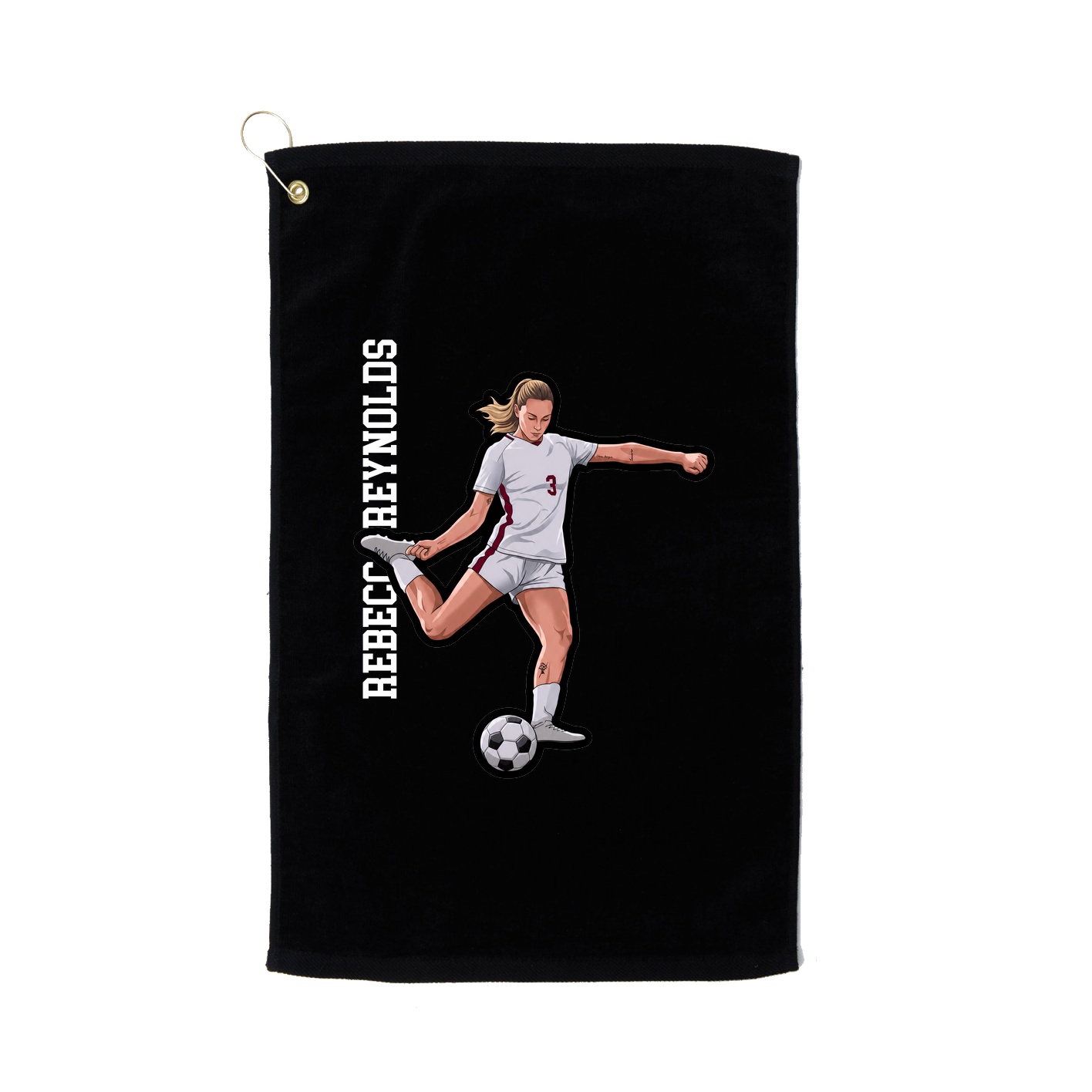 Golf Towel — Name Vertical in Black