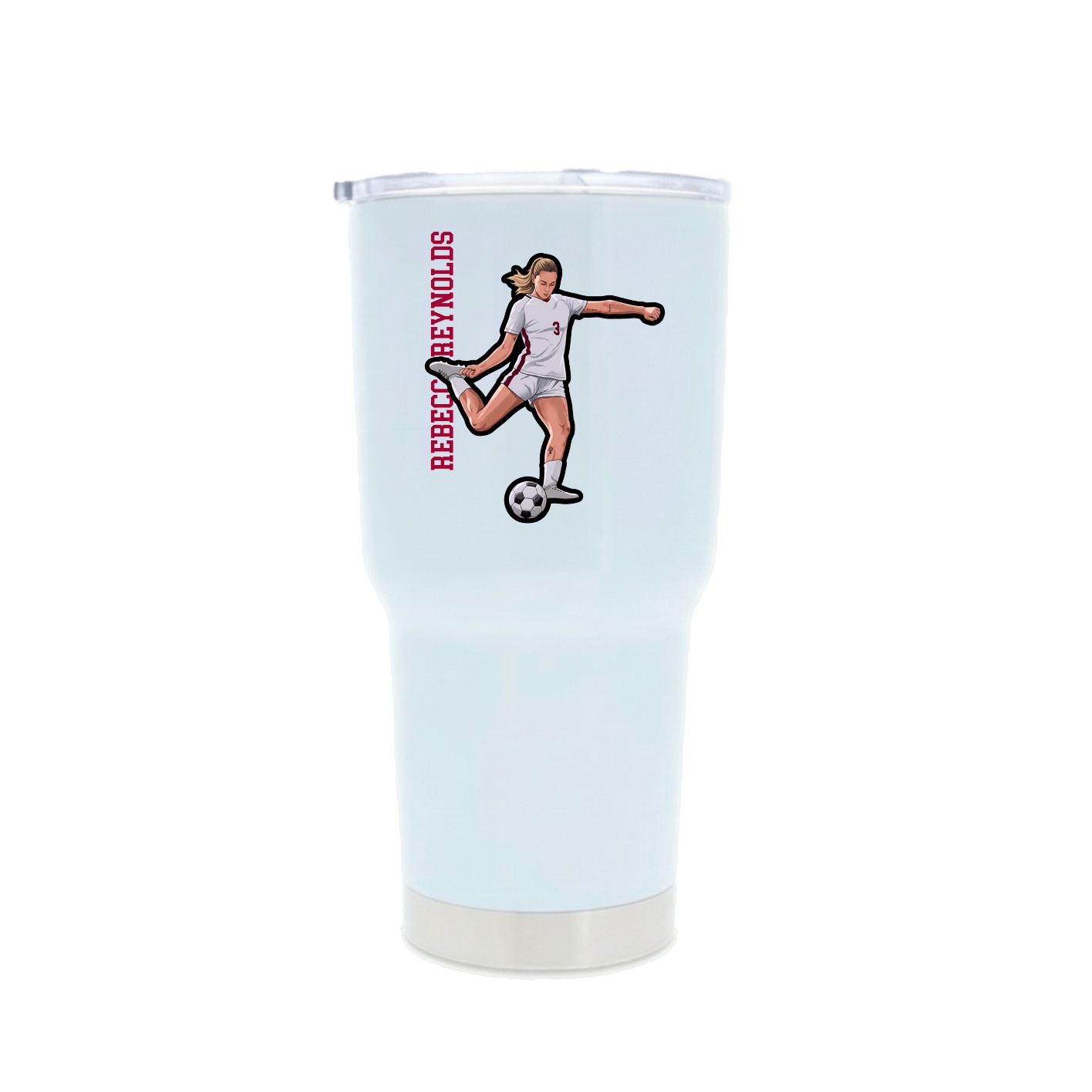 30oz Stainless Steel Tumbler — Name Vertical in White
