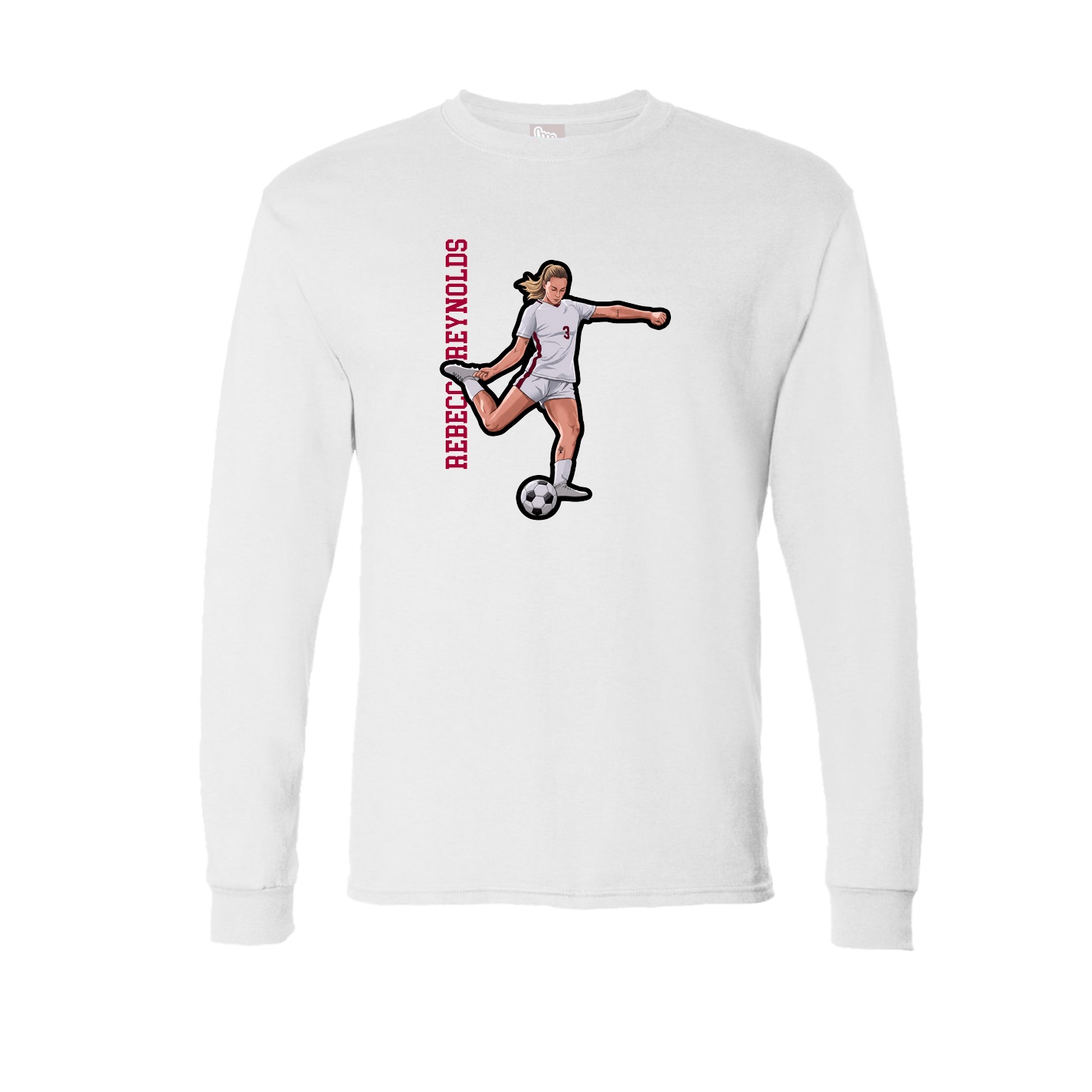 Long Sleeve Tee — Name Vertical in White