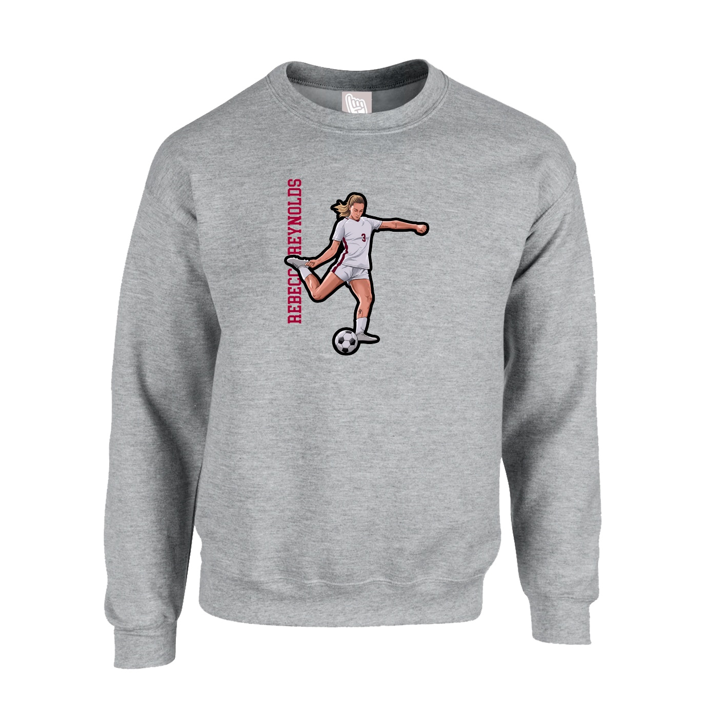 Fleece Crew — Name Vertical in Grey