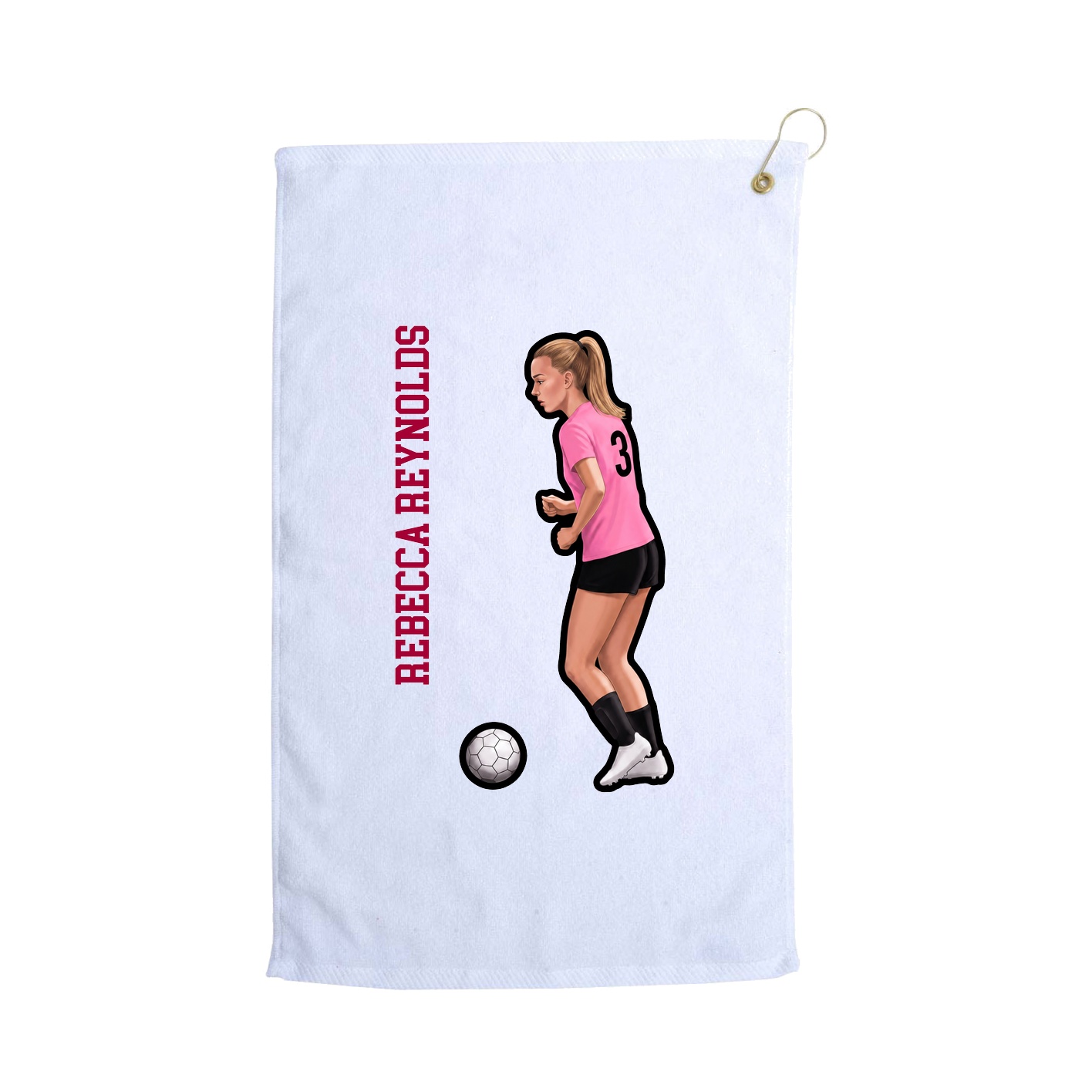 Golf Towel — Name Vertical in White