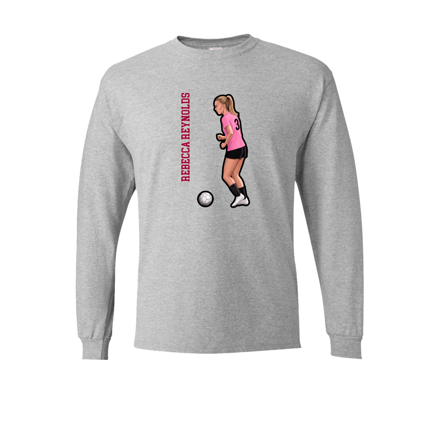 Long Sleeve Tee — Name Vertical in Grey